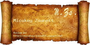 Micskey Zsanett névjegykártya